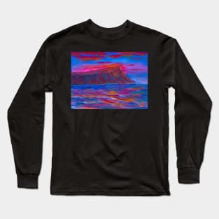 Colorful Hawaii Sunset Over Water, Honolulu, Oahu, Painting Long Sleeve T-Shirt